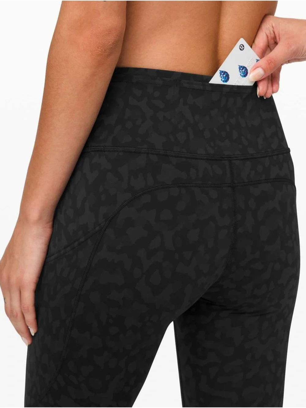 lululemon Fast and Free tight ll Black camo Leggings with pockets size 8